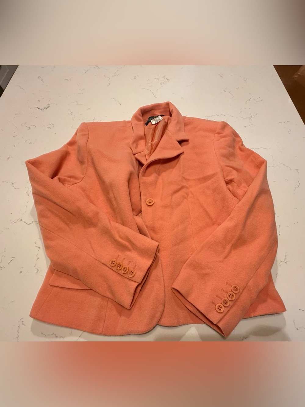 Harve Benard Coral Peach Single-Button Wool-Blend Blazer